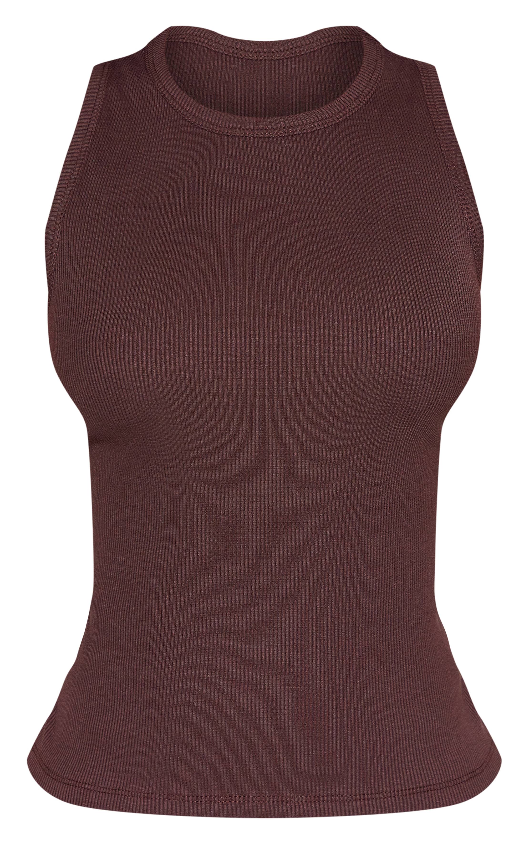 Chocolat Débardeur Ajusté Style Sportif Petite Taille