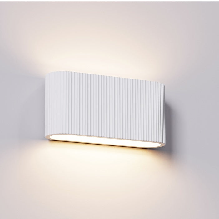 Artdelight Wandlamp Gips Lille Wit Geribbeld 2 Lichts