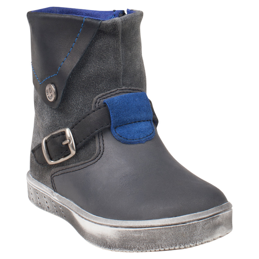 Bottillons hauts en cuir à zip et boucle