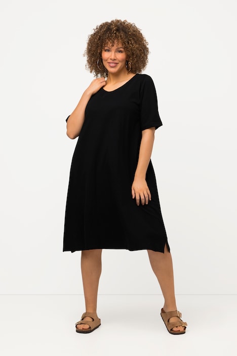 Jerseykleid, A-Linie, Rundhals, Halbarm, Taschen