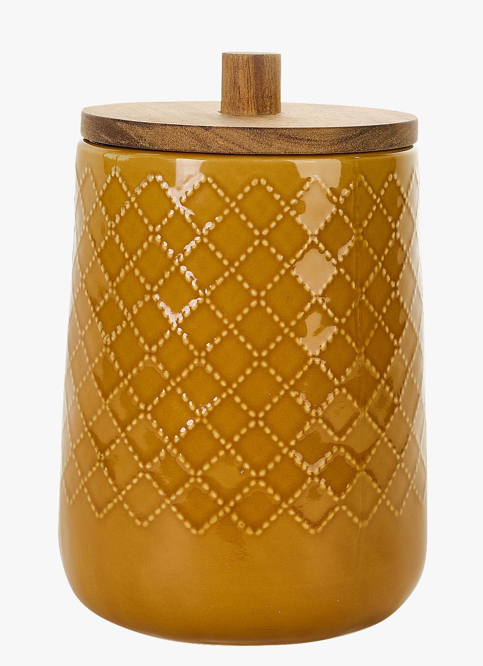 Oppbevaringskrukke gul - 14x14x20,5 cm
