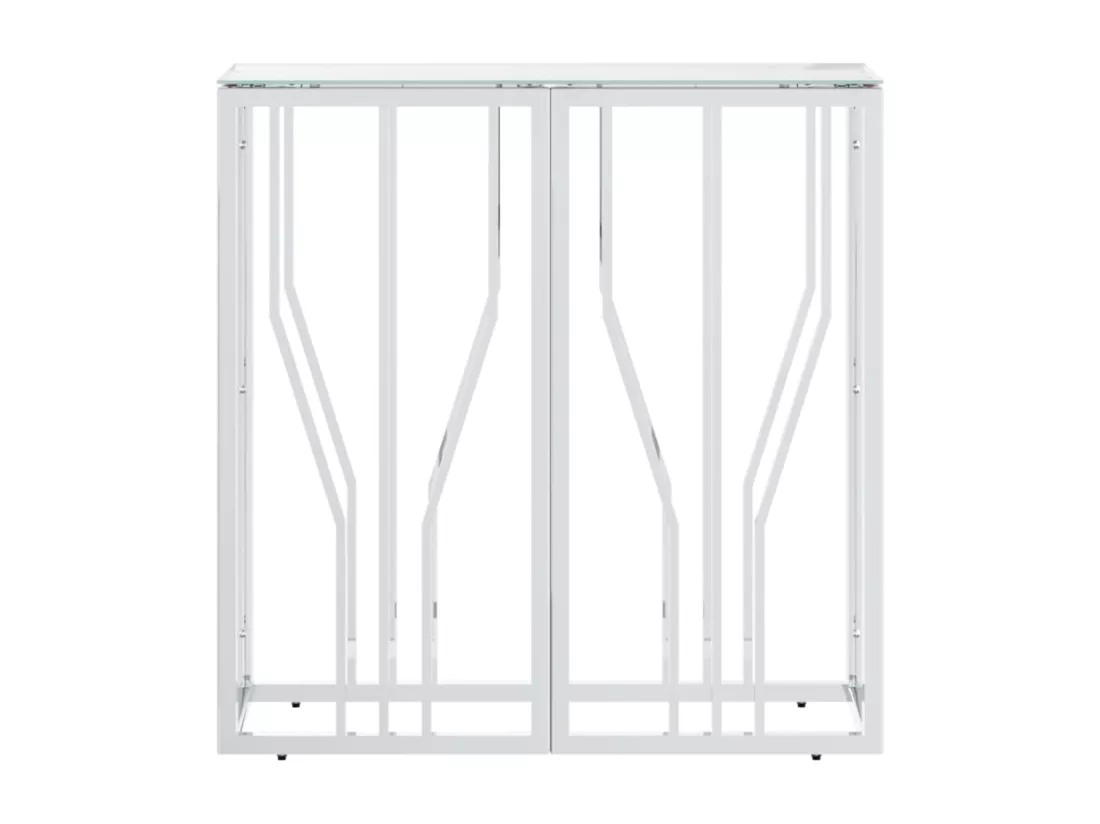 Table console 70x30x70 acier inoxydable et verre