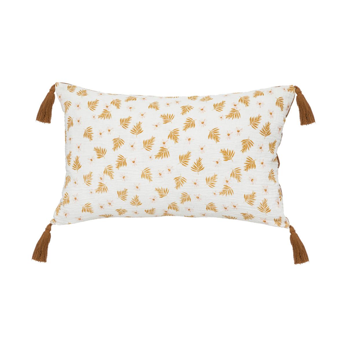 COUSSIN GAZE IMPRIME CANNELLE 30X50CM
