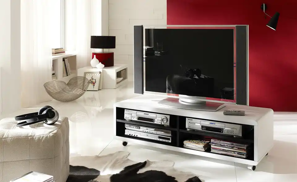 TV-Lowboard Chiasso Weiß, Schwarz 120 cm