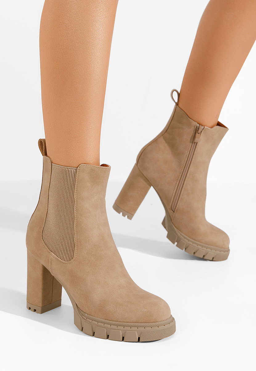 Bottines à gros talon kaki Veloria