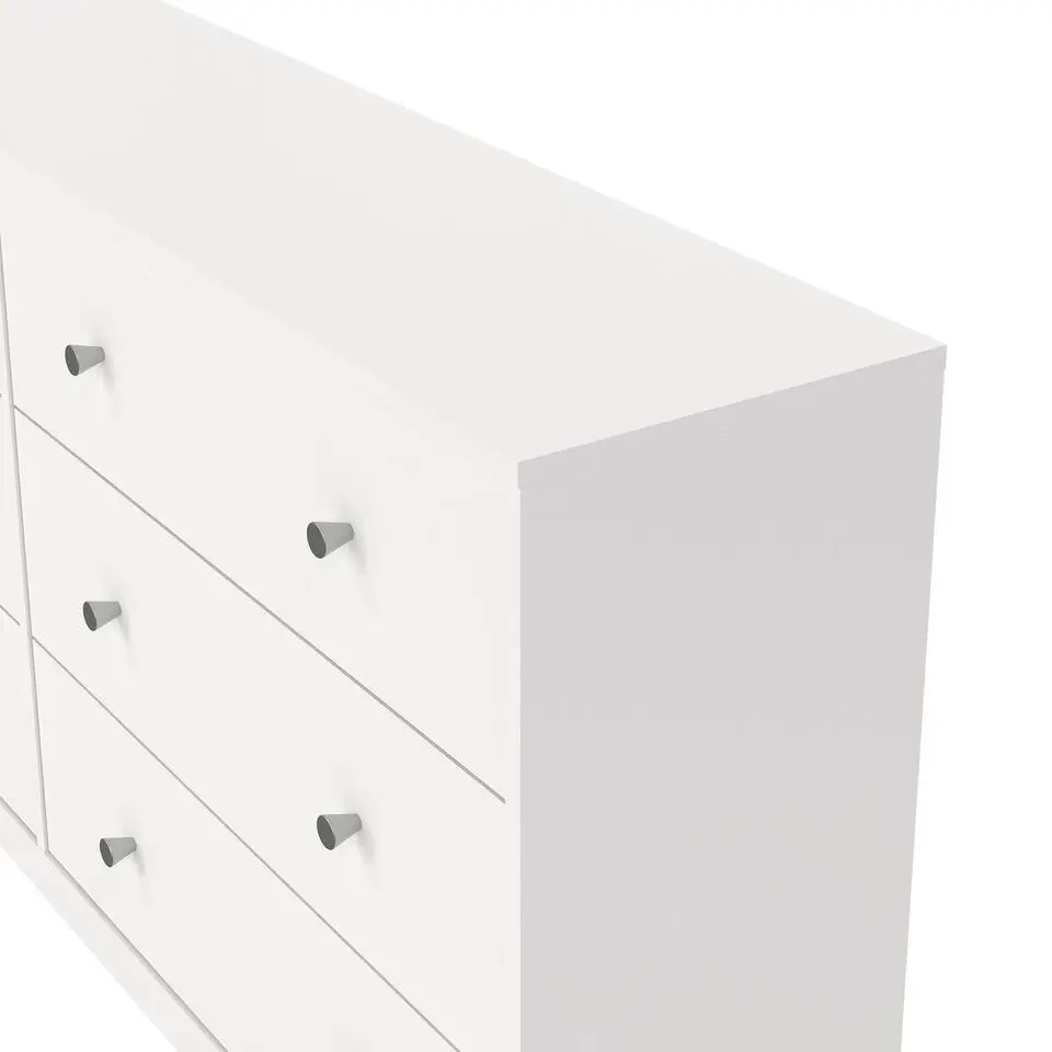 Hioshop Maria kommode breed met 6 lades- wit
