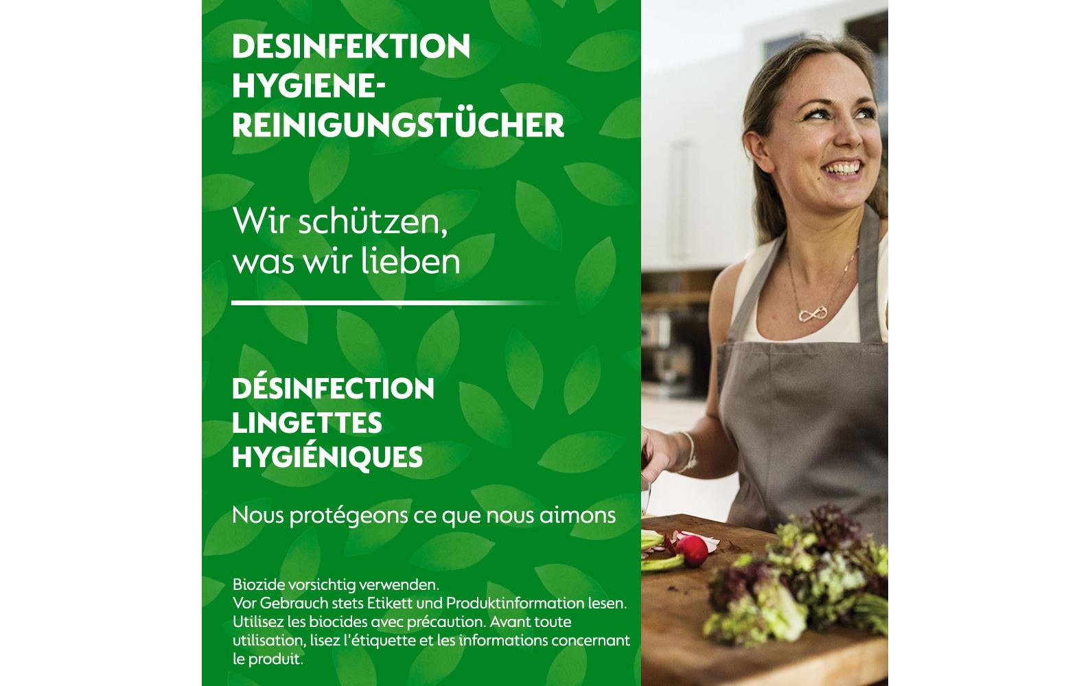 Desinfektion Hygiene-Reinigungstücher 60 StückAntibakterieller Oberflächenreiniger mit neutralem Duft