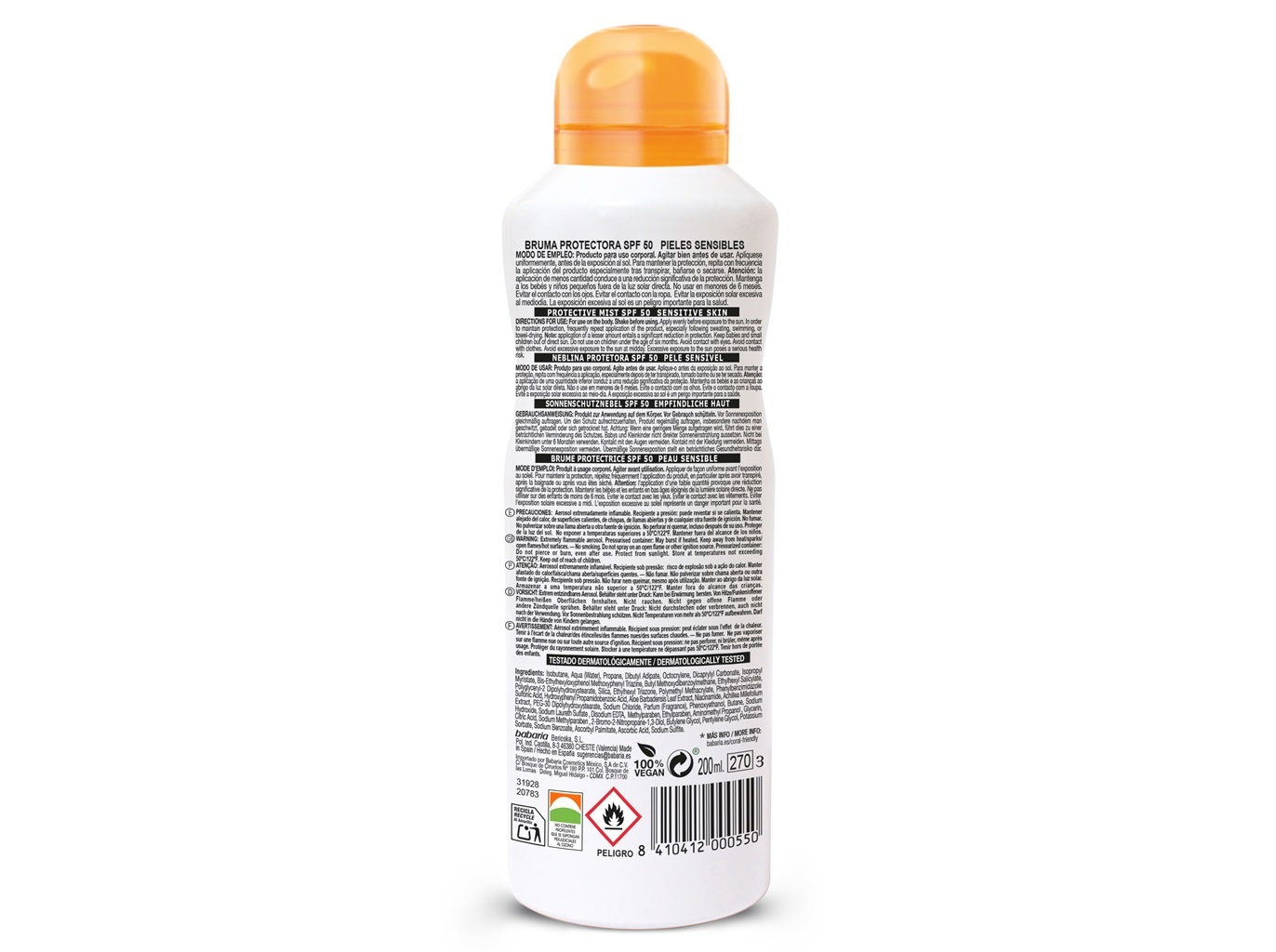 BRUMA SOLAR BABARIA PELES SENSÍVEIS FPS50 200ML