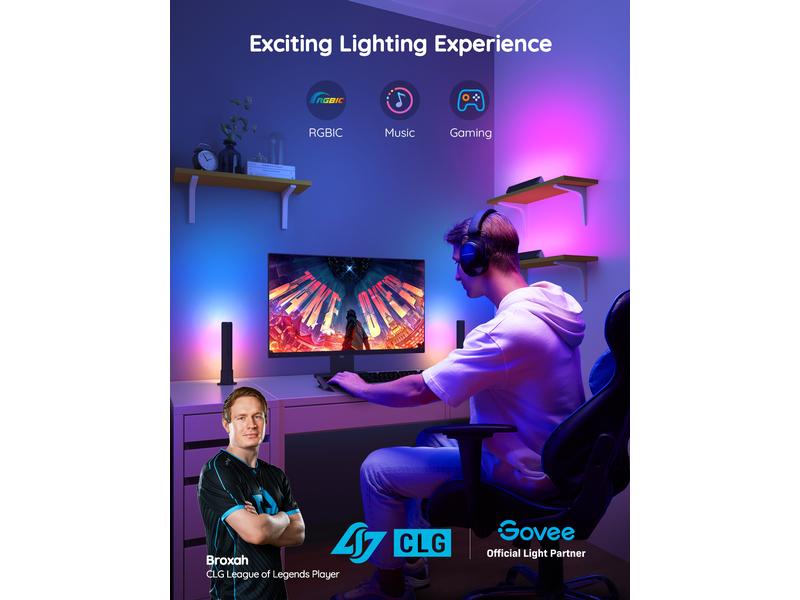 Govee Lichtbalken Flow Plus, RGBICWW, WiFi   Bluetooth Smarte Lichtbalken für Displays mit Grösse bis 45 Zoll