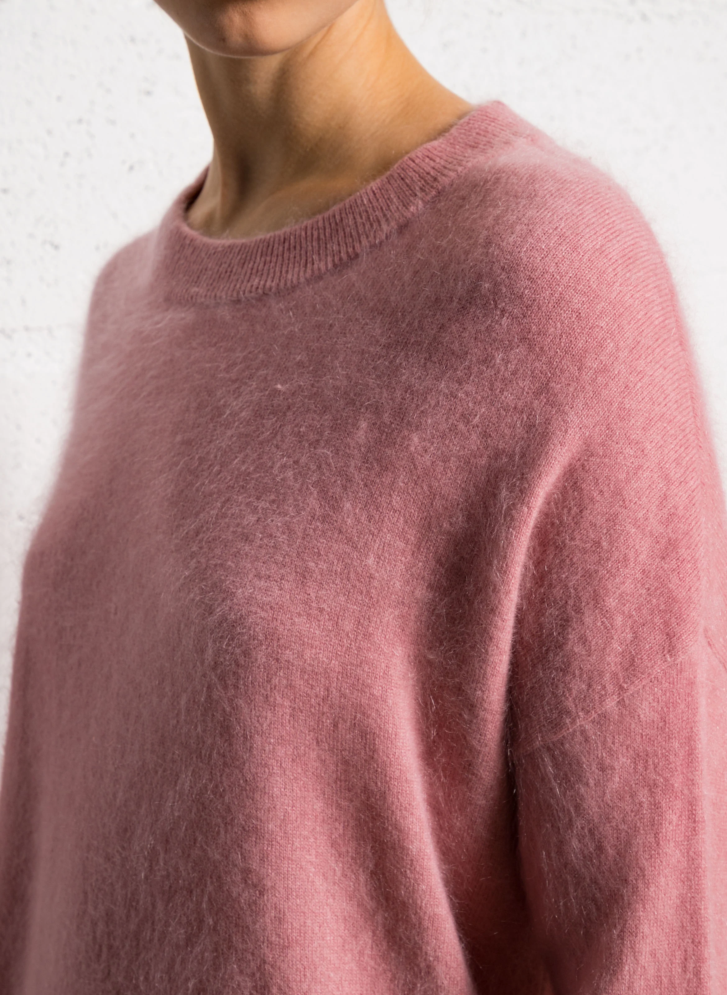MARINETTY - Pull droit en laine mélangé| Rose