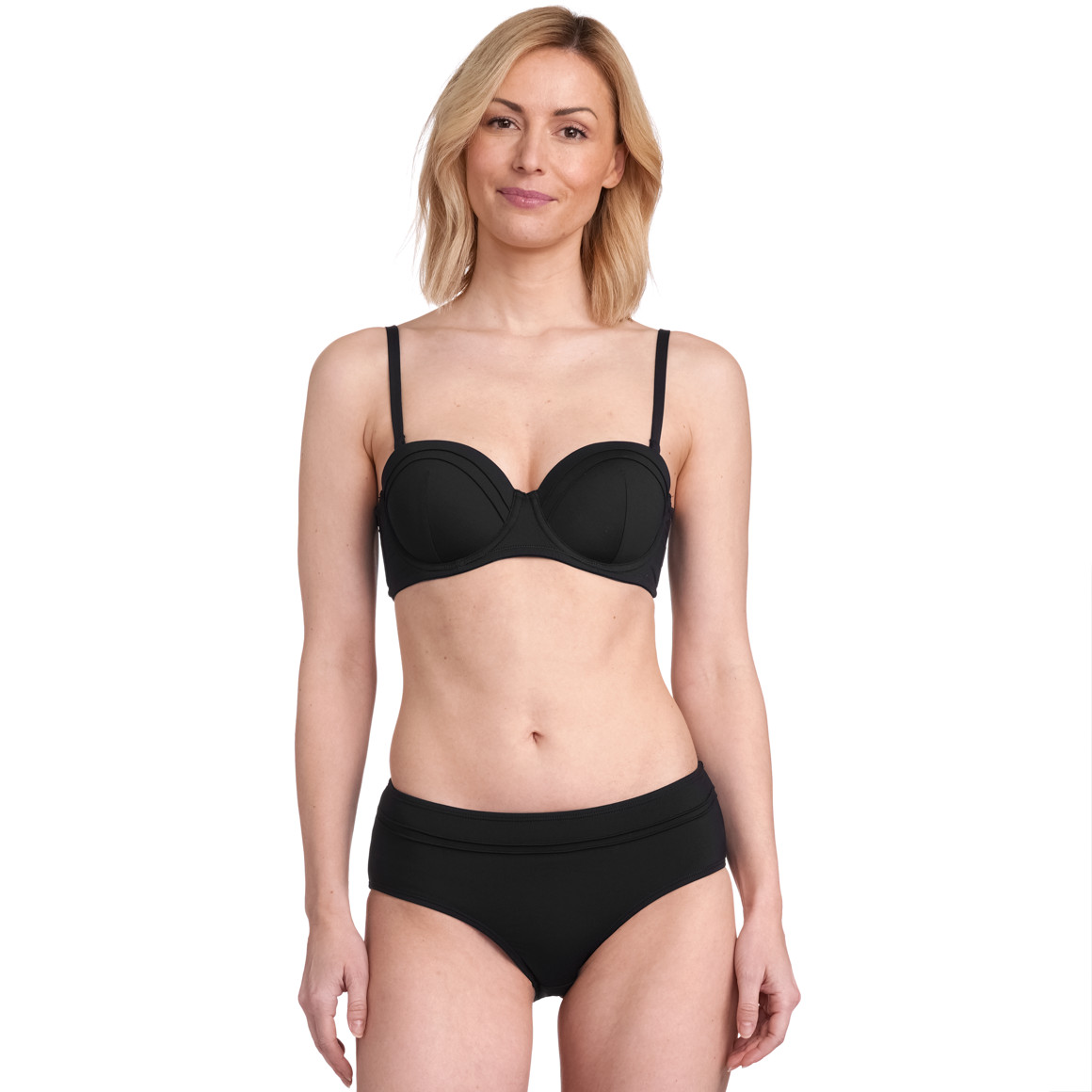 Gina Benotti Damen Bikinioberteil mit Biesen schwarz
