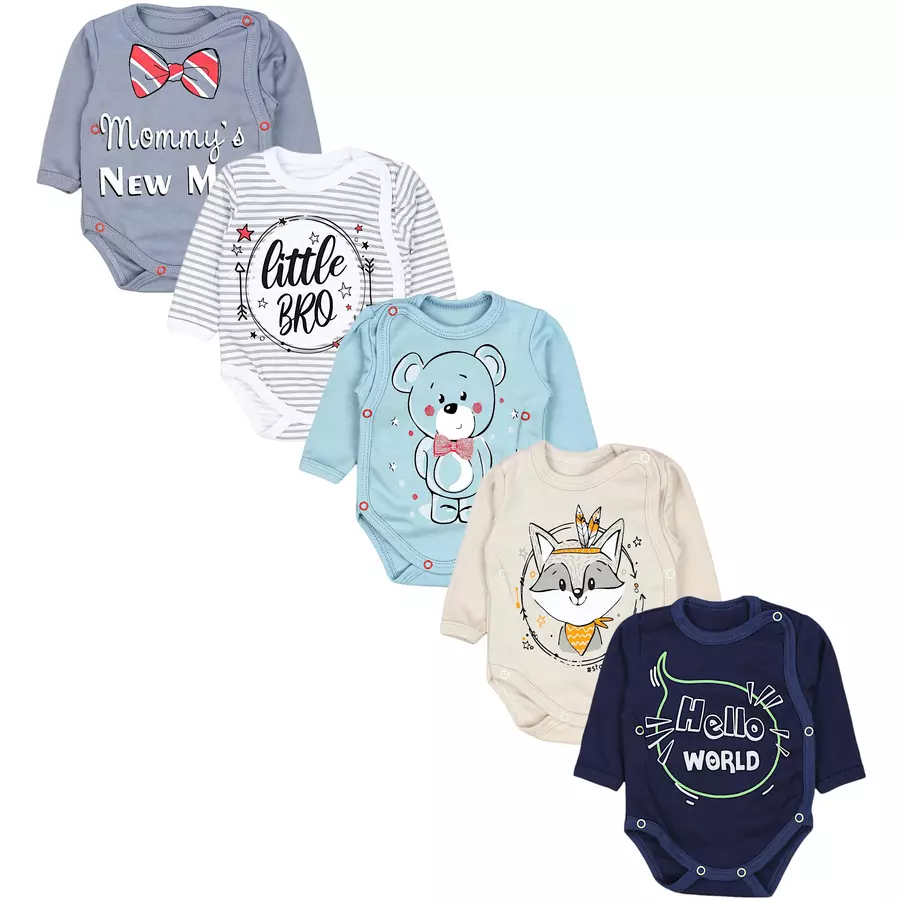TupTam Baby Langarm Wickelbody 5er Pack beigeblau