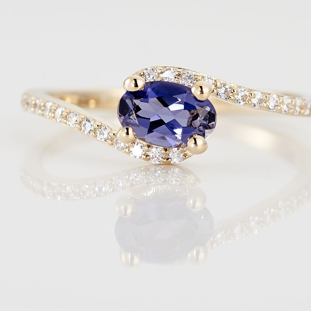 Bague Loriane Or Jaune Iolite Et Oxyde De Zirconium