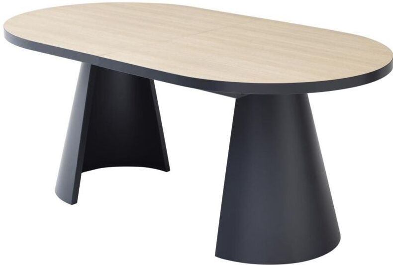 KORIZEA - Uitschuifbare Eettafel - Licht Natuurlijk en Zwart - MDF en Metaal