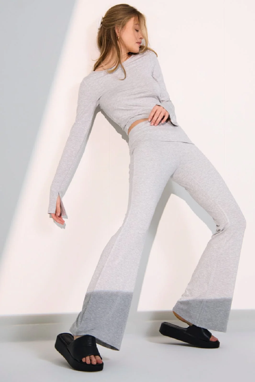 Only Onlfelina Fold Down Pants 4643751 light grey melange