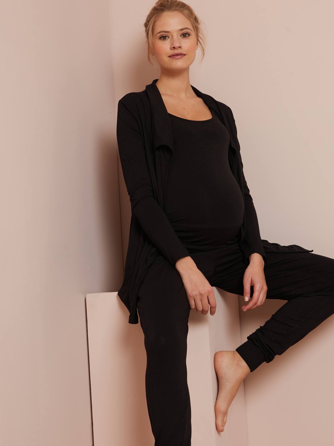 Conjunto de roupa de maternidade preta de 3 peças