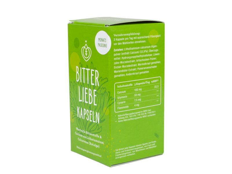 Bitterliebe Wertvolle Bitterstoffe Kapseln 90 Stück Vegane Nahrungsergänzung mit natürlichen Bitterkräutern