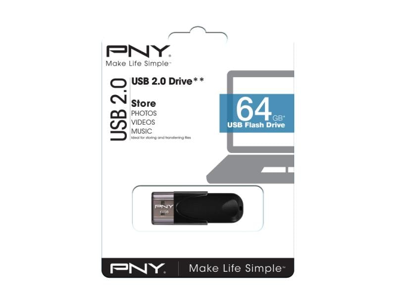 PNY USB-Stick Attaché 4 2.0  64 GB USB-Stick mit 64 GB Speicherkapazität und 25 MB/s Lesegeschwindigkeit