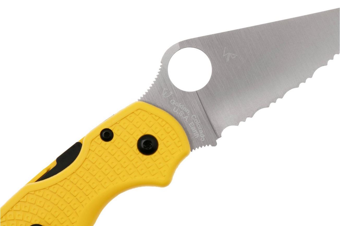 Spyderco Para 3 Salt Lightweight CPM MagnaCut C223SYL Yellow FRN, serrated zakmes