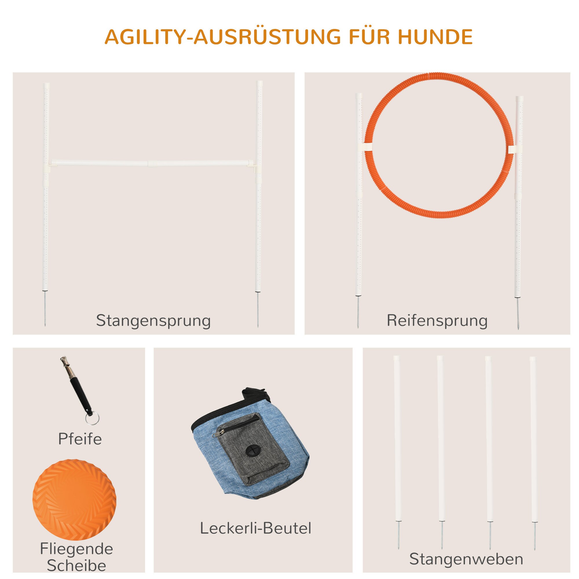 PawHut Agiliy-set für Haustiere mit einer Pfeife bunt 91L x 4B x 90H cm