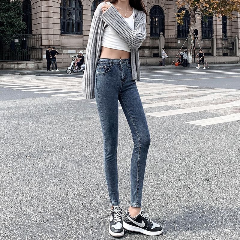 Denimot - High Waist Washed Skinny Jeans (Diverse designs)