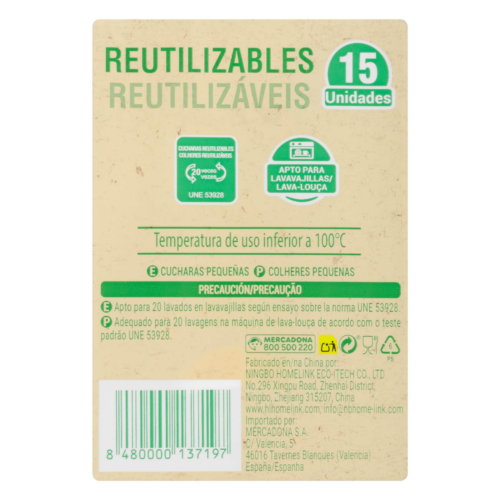 Cuillères à dessert réutilisables en plastique Green Forest