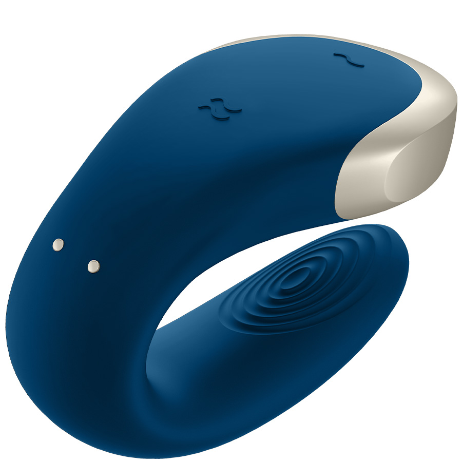 Stimulateur vibromasseur de couple connecté - Double Fun - 10 modes - Bleu