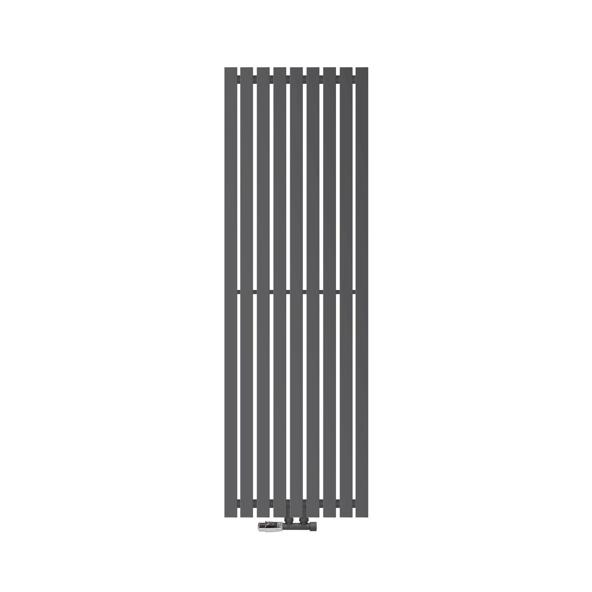 ECD Germany Design Stella paneelradiator, middenaansluiting, 480 x 1400 mm, antraciet, met aansluitset inclusief thermostaat, hoekwand, vlak, enkellaags, verticaal, badkamerradiator, badkamerverwarming