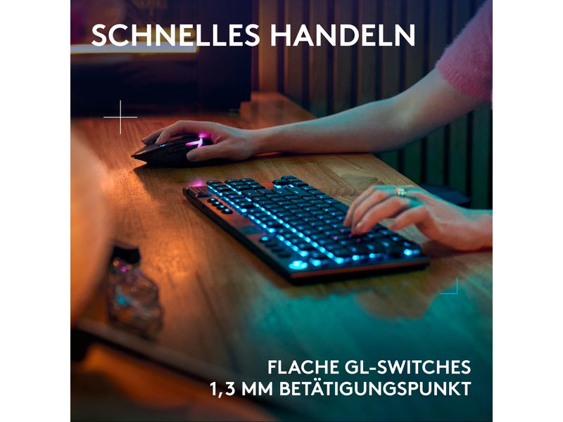 Logitech Gaming-Tastatur G915 X Lightspeed TKL GL Tactile Kabelloses Gaming Keyboard mit flachem Profil