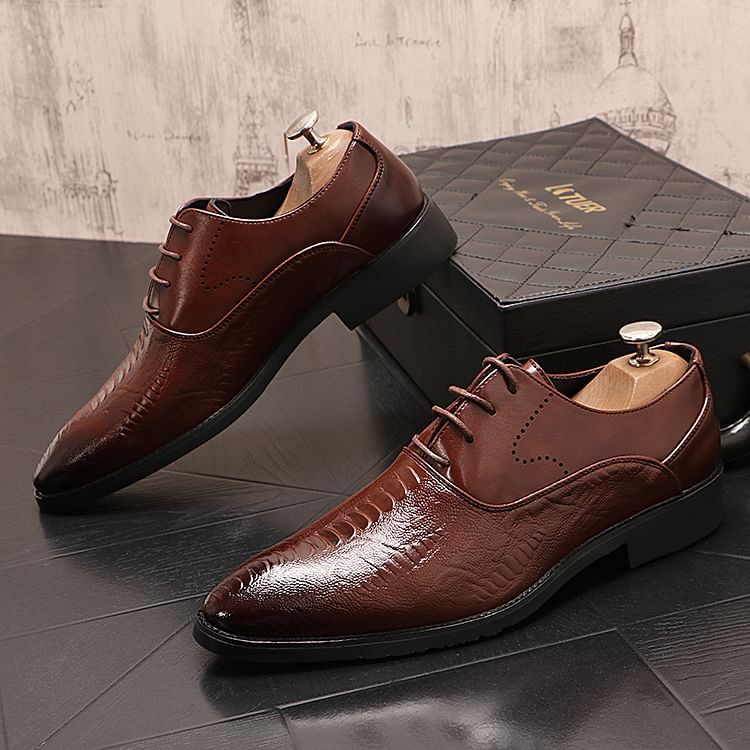 Mr Ozera - Croc Grain veterschoenen Oxford