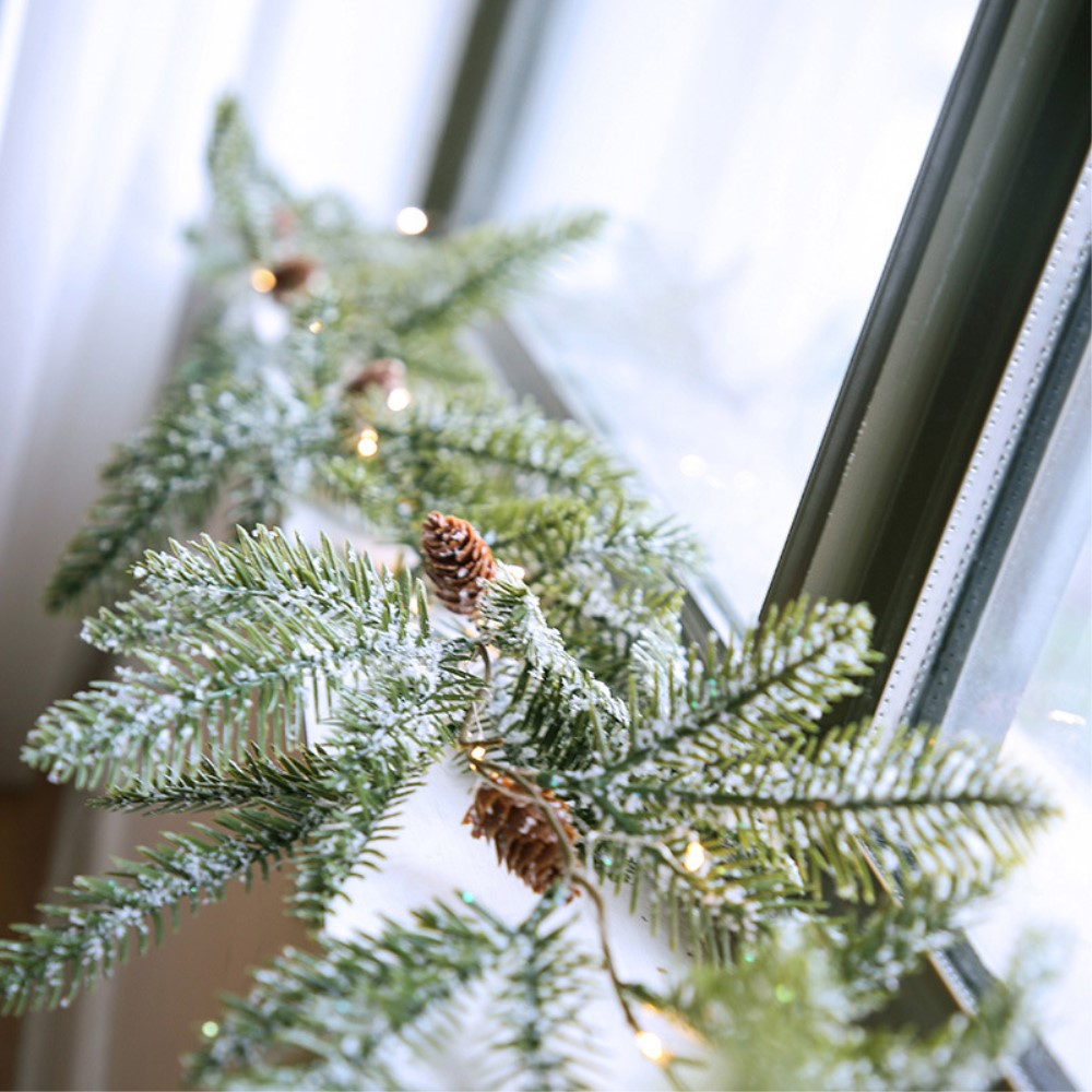 (2m) 20 LED's Weihnachts Deko Lichterkette Tannenzweig Winter Beleuchtung (Batteriebetrieben) - Warmweiss