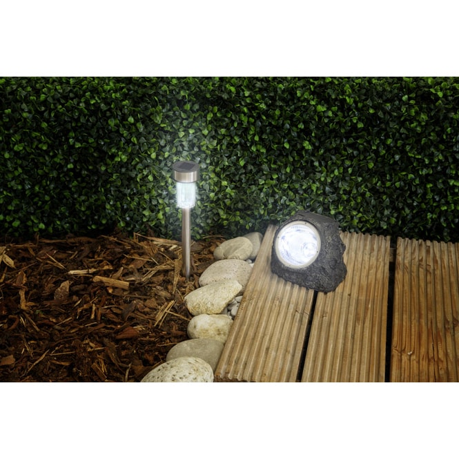 LED-Solarlampe aus Edelstahl - mit Erdspieß - ca. 36,5 cm