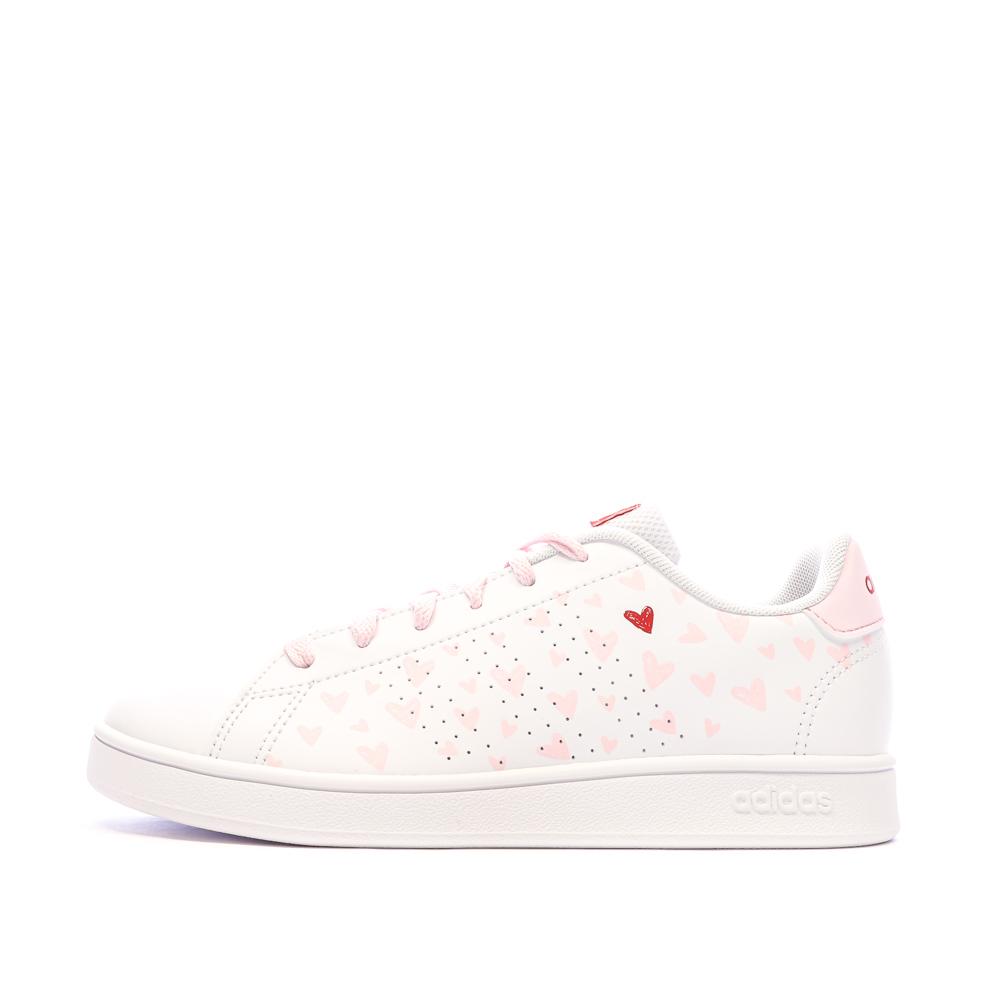 Adidas Baskets Blanches/Roses Fille Adidas Advantage IE0242