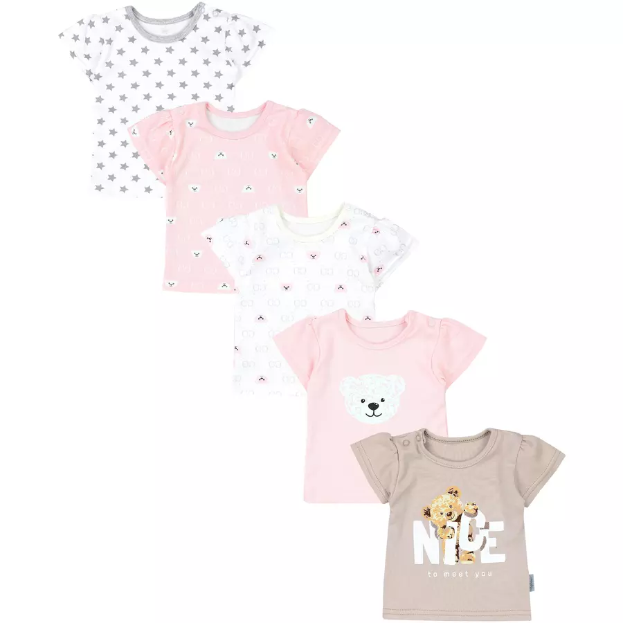TupTam Baby Mädchen Kurzarm T-Shirt 5er Set rosa Modell 1