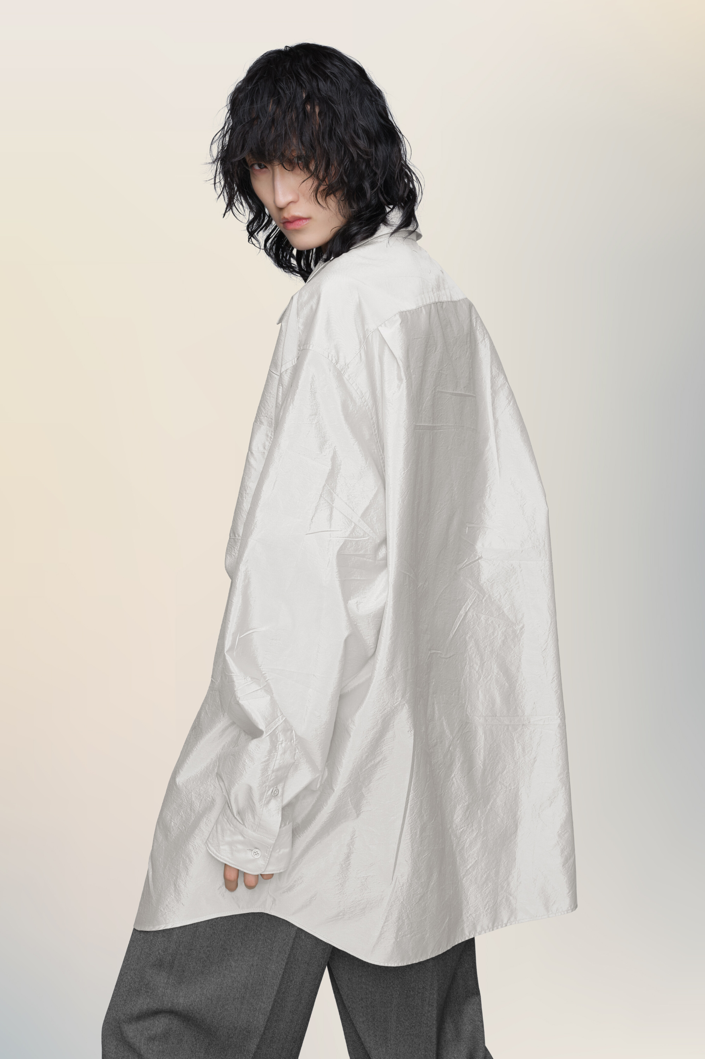 Chemise oversize grise pour femme