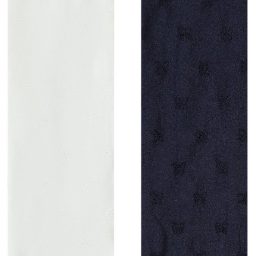 Lot de 2 collants fins en jacquard fantaisie pour bébé fille - Ecru