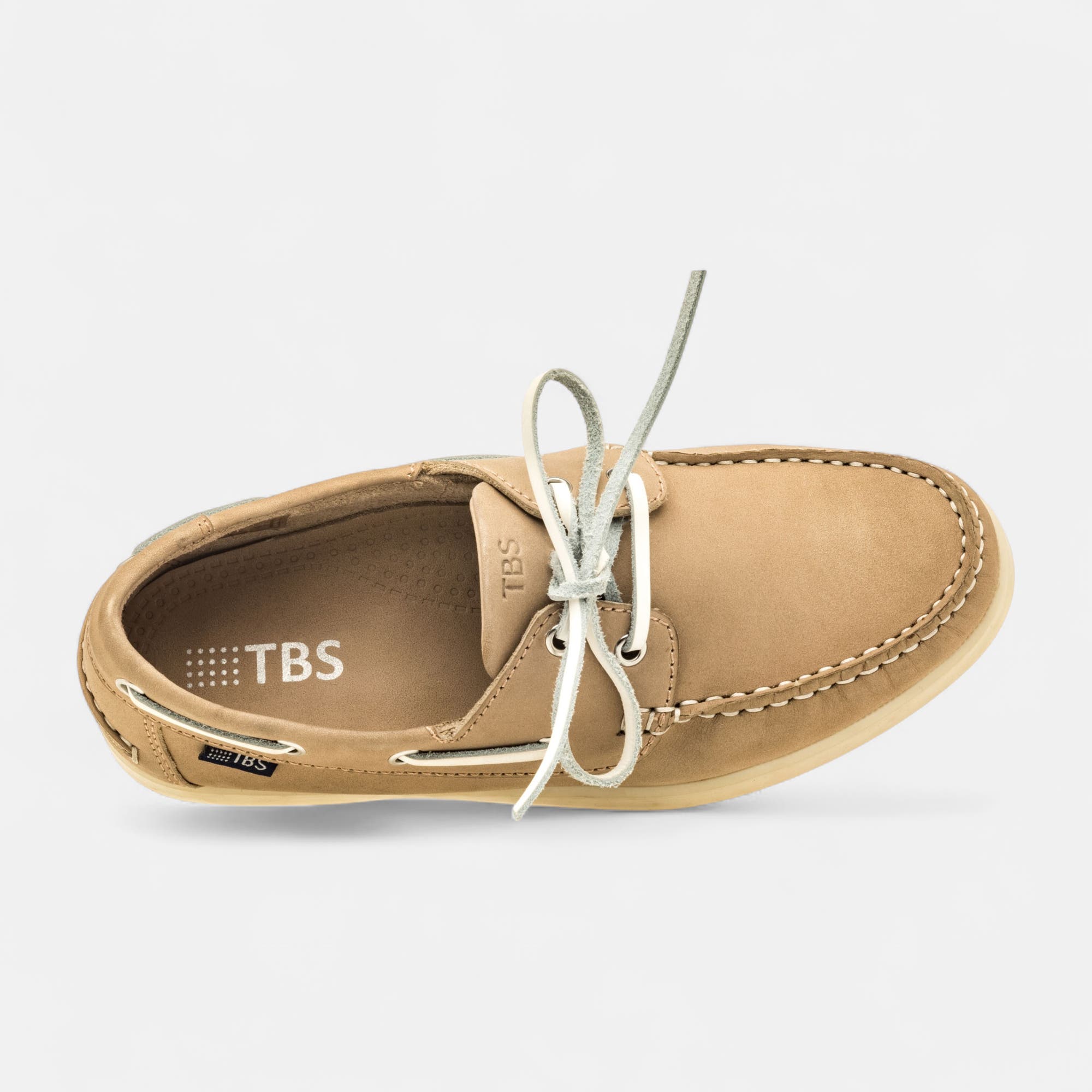 Chaussures bateau Femme en cuir beige
