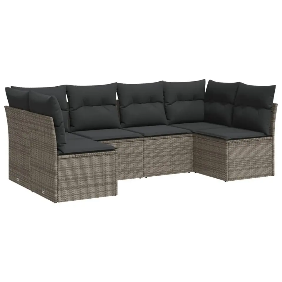 vidaXL Loungeset met kussens - set van 4 - Grijs - Poly Rattan