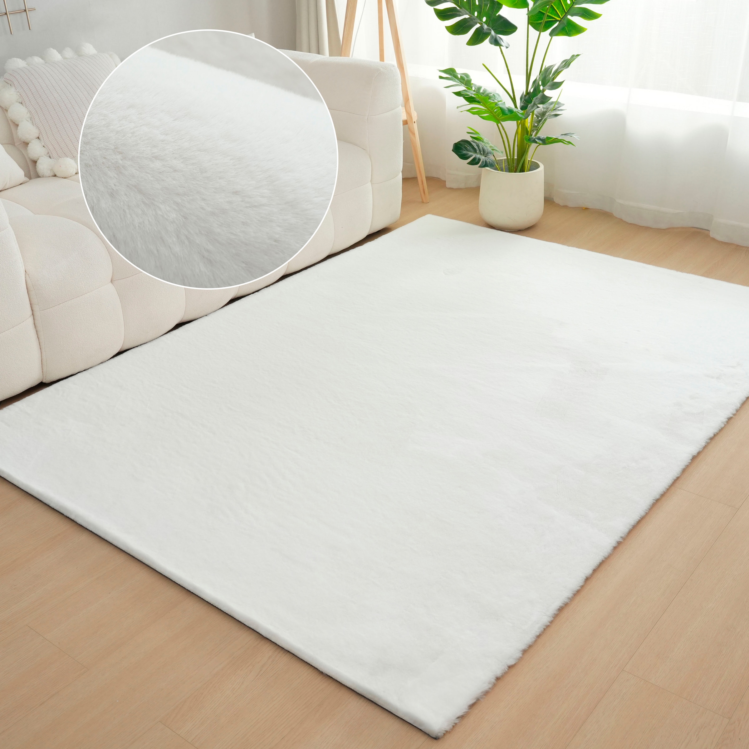 Bruno Banani Fellteppich »Rabbit 2, Kunstfell Teppich, Modern« rechteckig 25 mm Höhe Kaninchenfell-Haptik, sehr weich, Wohnzimmer, Schlafzimmer, Esszimmer
