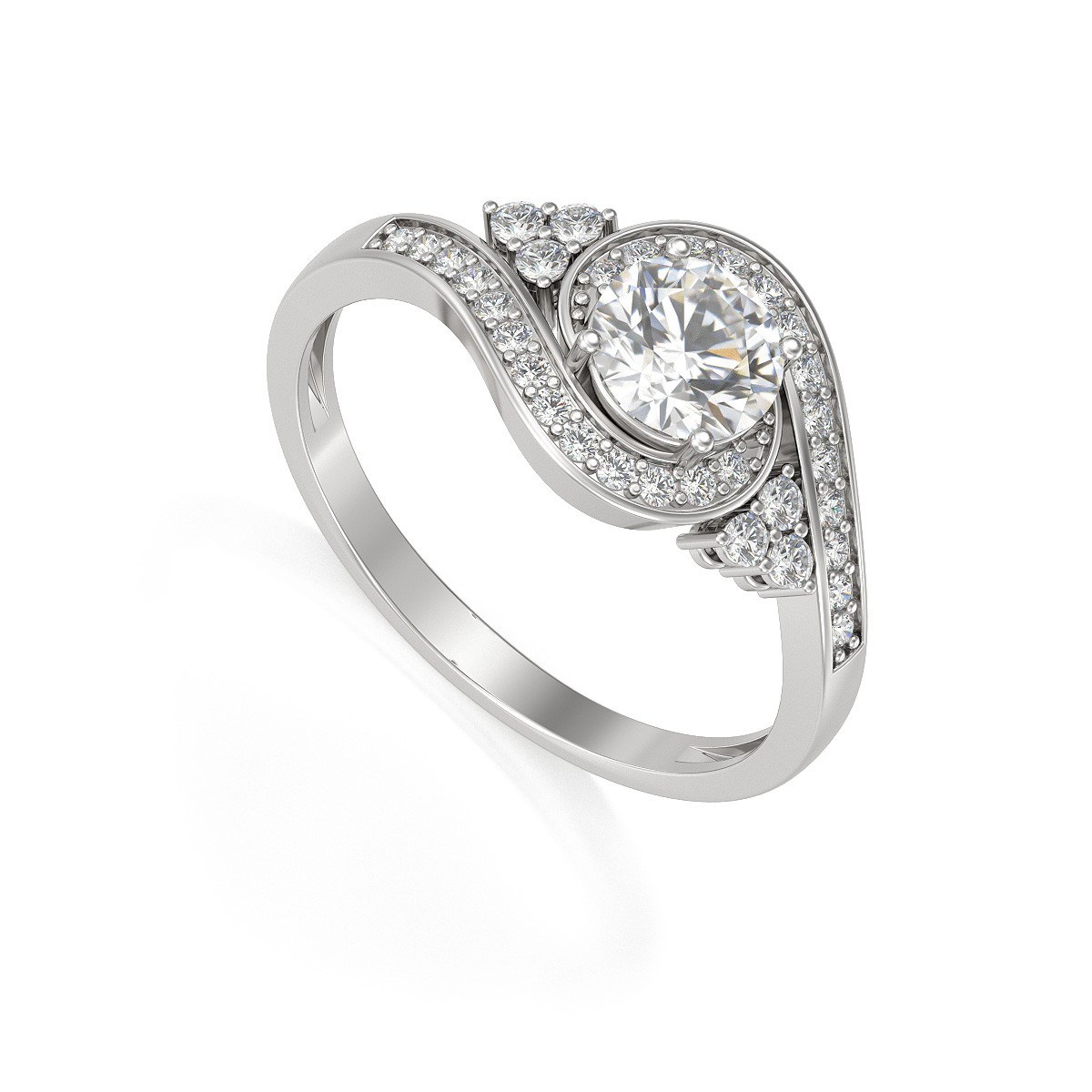 Bague ADEN Or Blanc Moissanite et Diamants 2.702grs