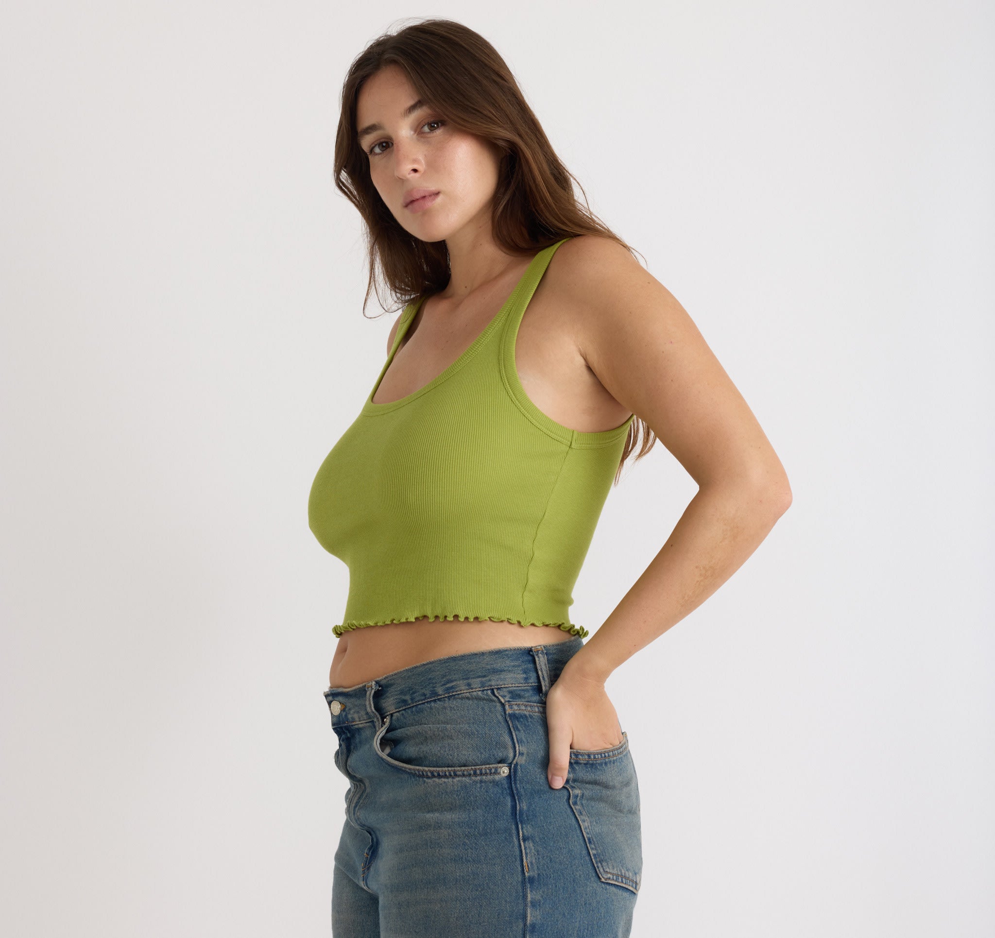 ORGANIC COTTON<br>Core Rib Crop Tank Top