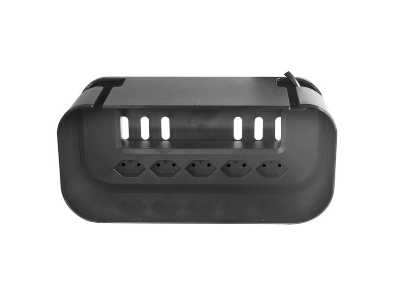 STEFFEN Kabelbox 5xT13 mit Schalter, Schwarz Kabel Organizer Box mit Steckdosenleiste