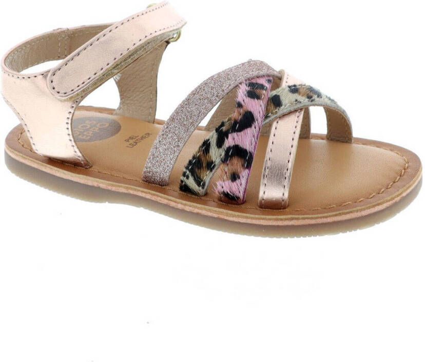 Gioseppo leren sandalen met glitters roségoud
