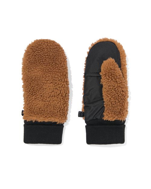 moufles teddy pour femmes marron