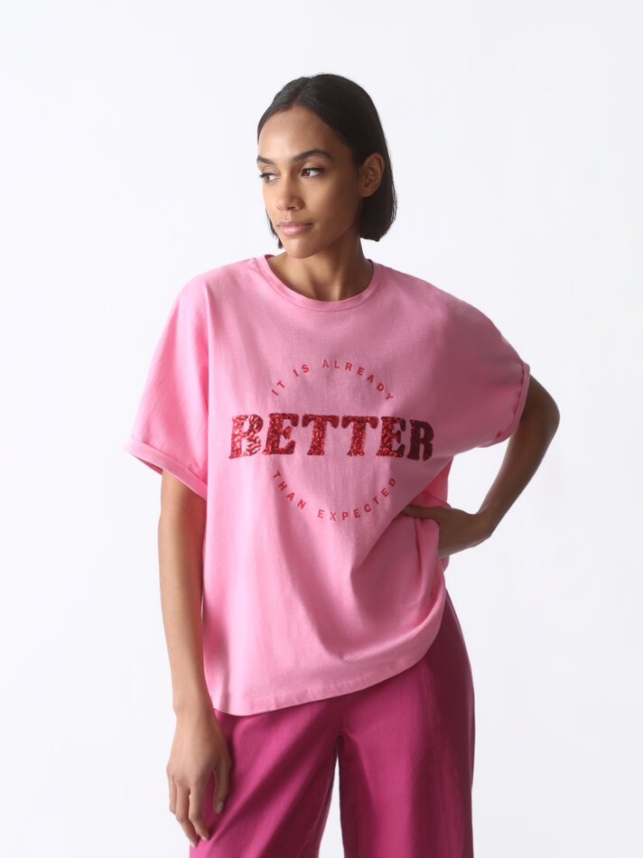 Camiseta básica estampada - Rosa