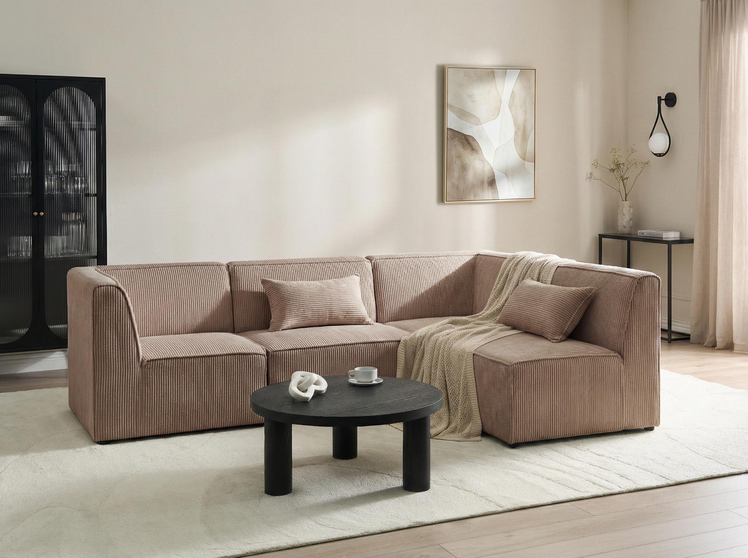 Modulaire hoekbank 4-zits LEMVIG Corduroy Zandbeige linkszijdig
