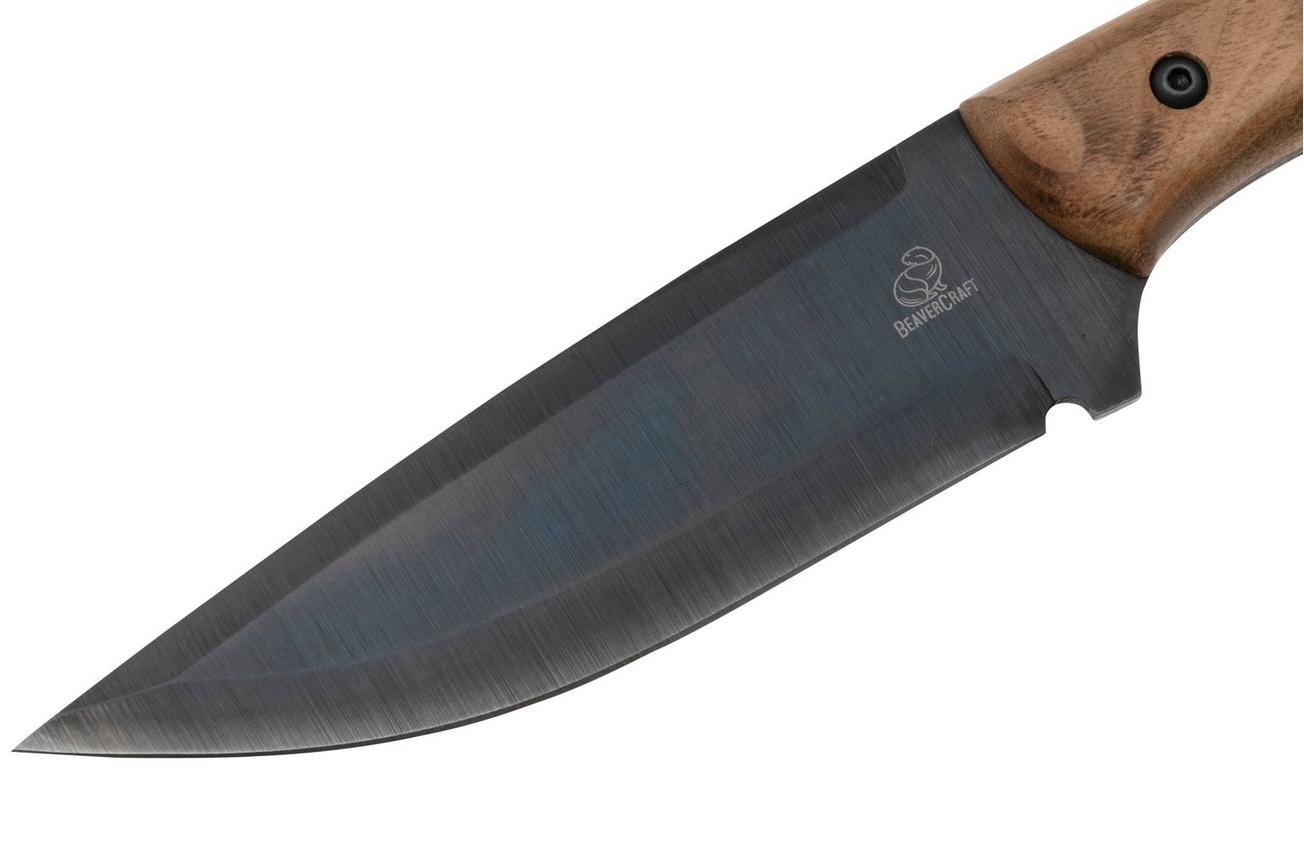 Beavercraft HGK1 Hunting Knife, Carbon Steel, Walnut Handle, vaststaand mes met foedraal