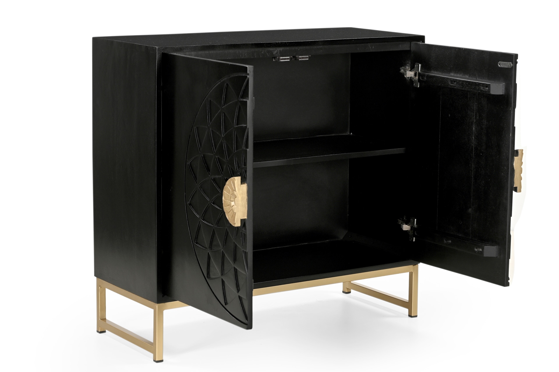 Kommode ARAS Holz 85 x 80 cm schwarz/goldfarbig