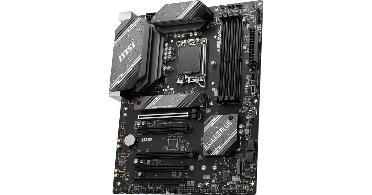 MSIB760 GAMING PLUS WIFI socket 1700 moederbord  (Grijs/zwart, RAID, 2.5Gb-LAN, Wi-Fi 6E, BT, Sound, ATX)