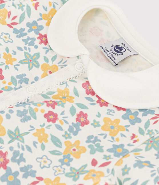 Combinaison courte fleurs en coton bébé